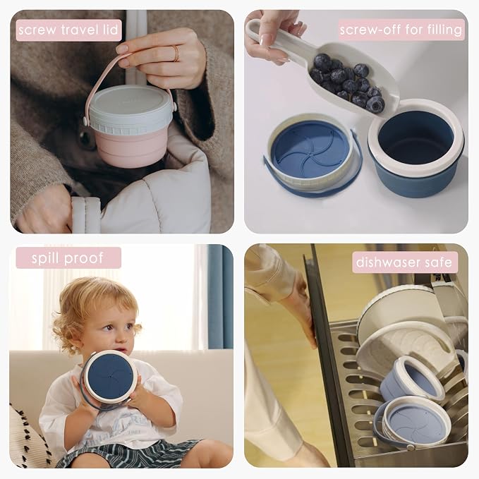 No Spill Silicone Toddler Snack Containers, Detachable Silicone Flap - Image 5