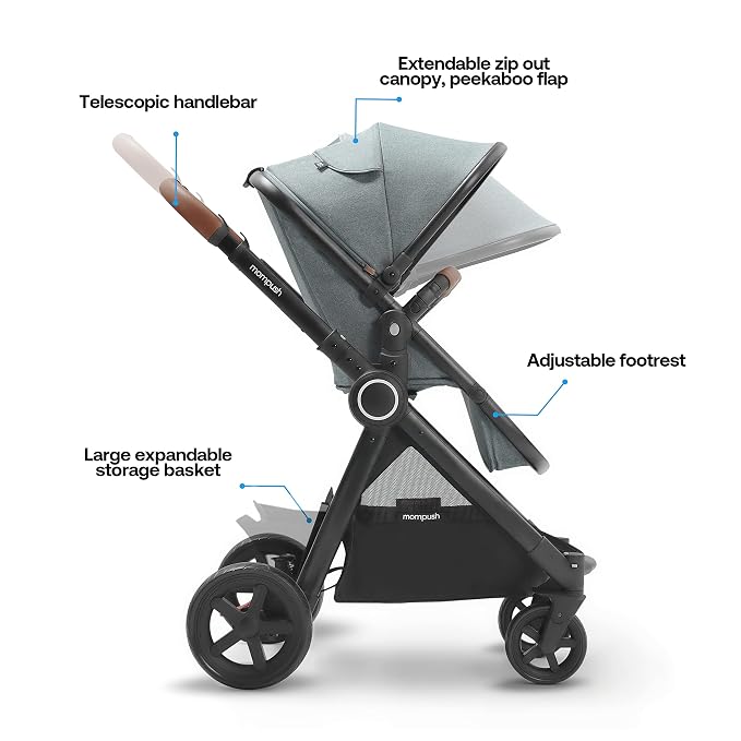 Mompush Ultimate2 Baby Stroller, Premium Convertible Full-Size Stroller - Image 3