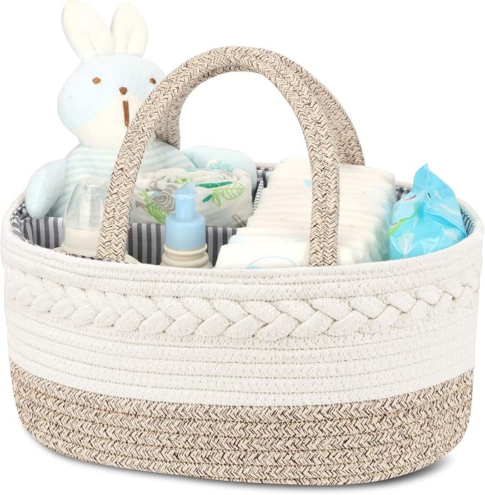 Maliton Baby Diaper Caddy Organizer, X-Large Cotton Rope, Rustic Style - Image 2