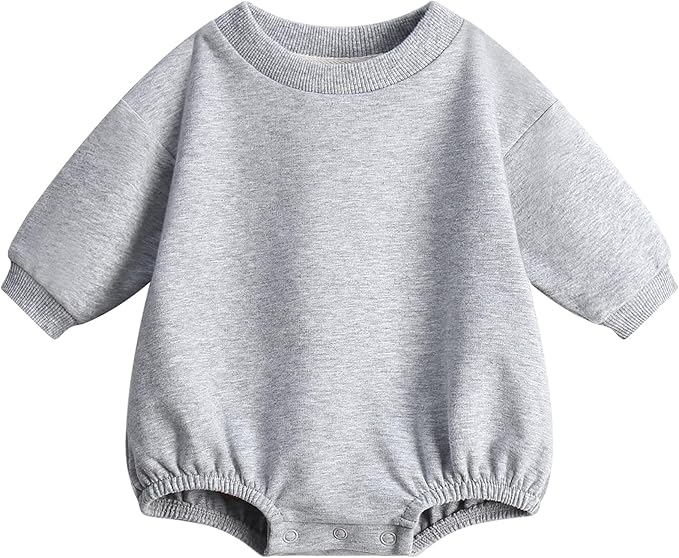 Bafeicao Baby Boy Girl Sweatshirt Romper Organic Cotton Solid Color Long Sleeve by Bafeicao