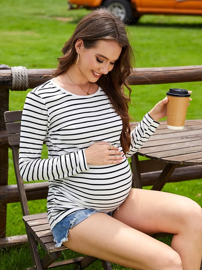 Maternity Shirts Long Sleeve Pregnancy Top - Image 2