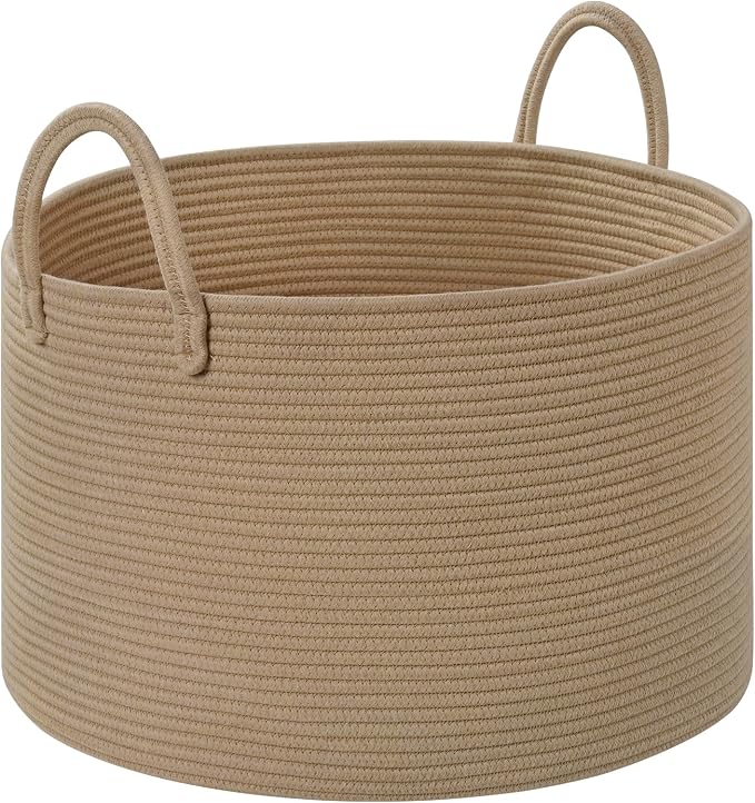 67L Storage Basket for Organizing, Cotton Rope Woven Blanket Basket, Toy by Degeyoyo
