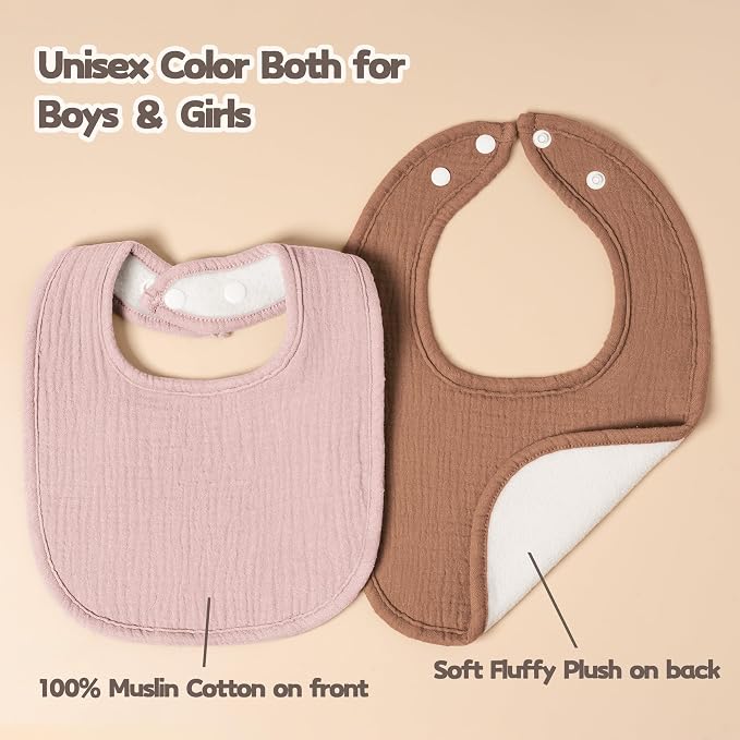 Susurration Muslin Baby Drool Bibs 6Pack Soft Square Adjustable Baby Bandana - Image 6