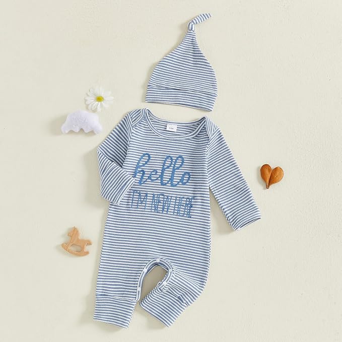 Fernvia Newborn Baby Boy Clothes Letters Print Bodysuit 3 6 9 12 18 Months Long - Image 6