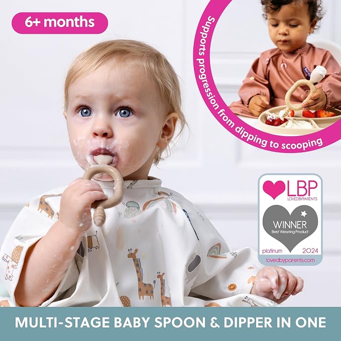 Bibado - Dippit Baby Spoon and Dipper, Fawn - Soft, Chewable Dipper & Deep - Image 2