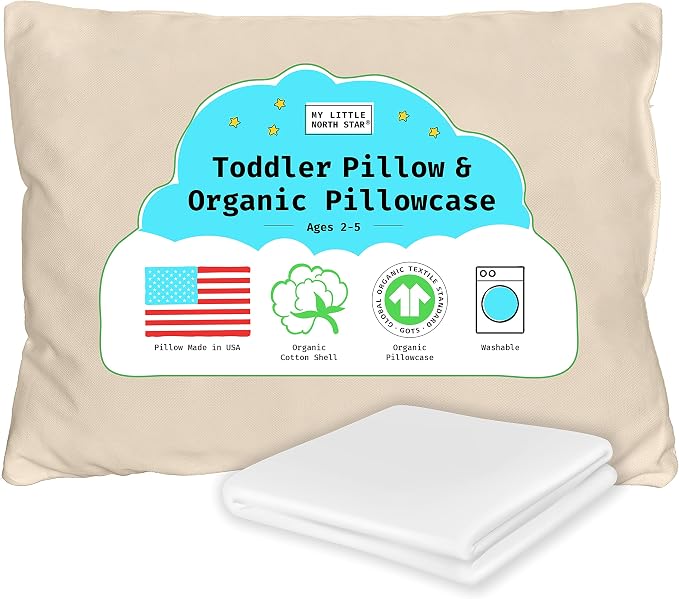 Organic Toddler Pillow Made in the USA and Organic Cotton Pillowcase by MyLittleNorthStar