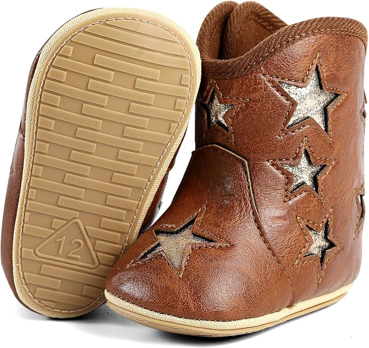 MK MATT KEELY Leather Western Boots Cowboy Bootie Soft Sole Non-Slip Crib Shoes - Image 7