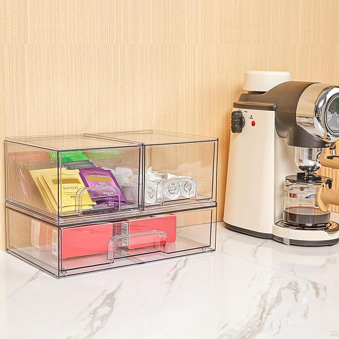 Vtopmart Clear Stackable Storage Drawers Set of 5, Plastic Organizer Bins - Image 7