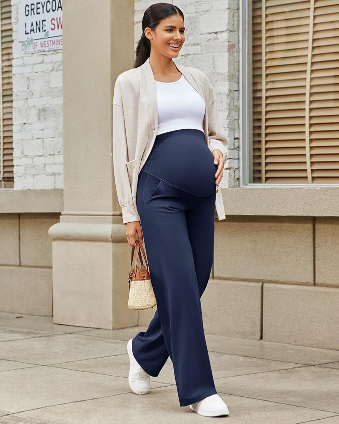 G4Free Maternity Pants Over The Belly Yoga Dress Work Pregnancy Pants Stretchy - Image 7