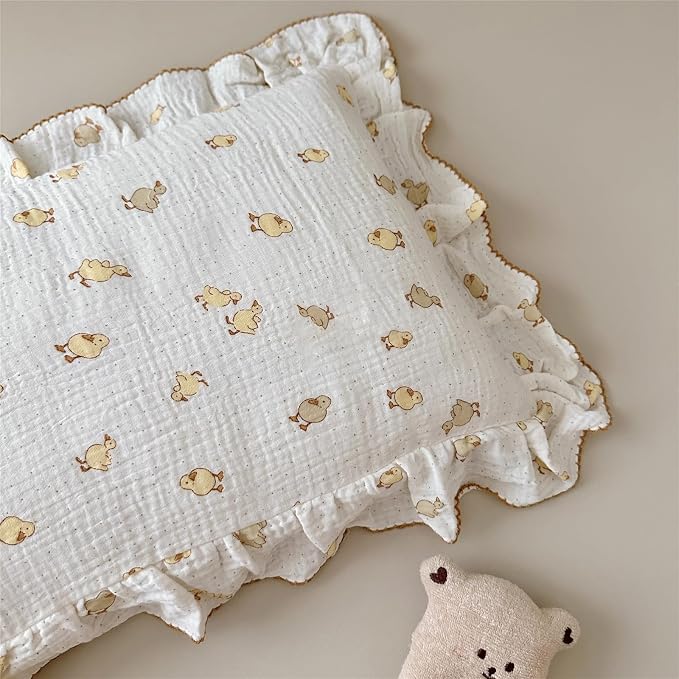 BuLuTu Duck Print Toddler Pillow Cases 20"x26", Cotton Muslin Boys Girls - Image 5