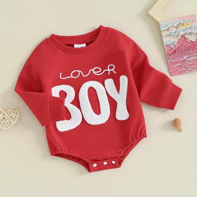 VISGOGO Newborn Infant Baby Boy Girls Oversized Romper Little Dude Sweater - Image 3