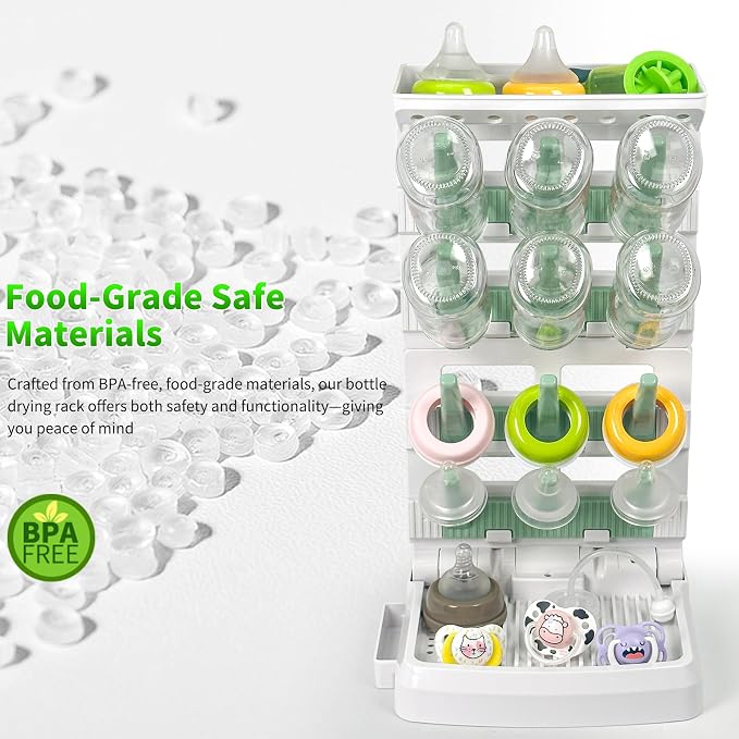 Baby Bottle Drying Rack for 12 Bottles, Space Saving Countertop Vertical - Image 7