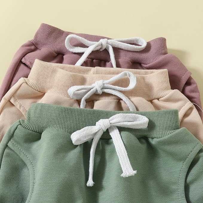 Sejardin Toddler Baby Boy Girl Pants 3 Pack Solid Color Elastic Waist Jogger - Image 4
