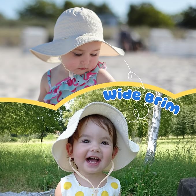 HONGTEYA Baby Sun Hat Toddler Girl Beach Hat Adjustable Outdoor Summer Hat UPF - Image 4