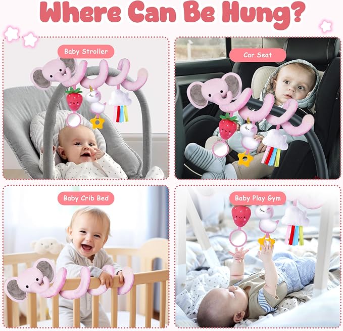 Stuffed Spiral Car Seat Toys for Baby Girls 0-6 Months, Perfect Newborn Gifts - Image 6