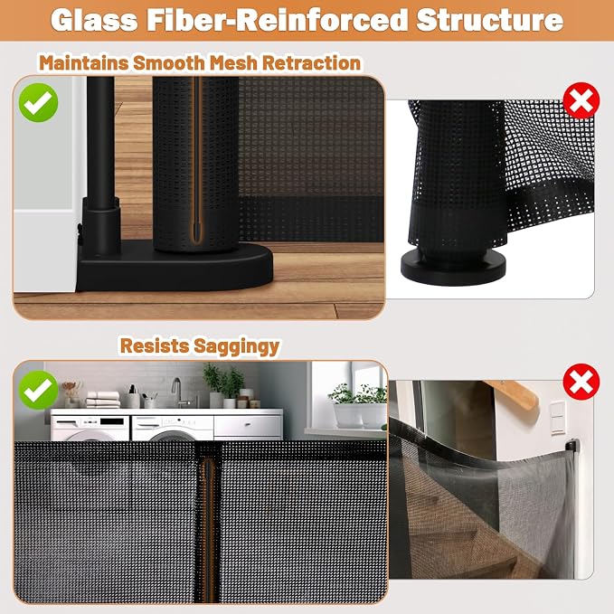 120" Extra Wide Retractable Baby Gates Mesh Gate, Long Retractable Dog Gate - Image 5