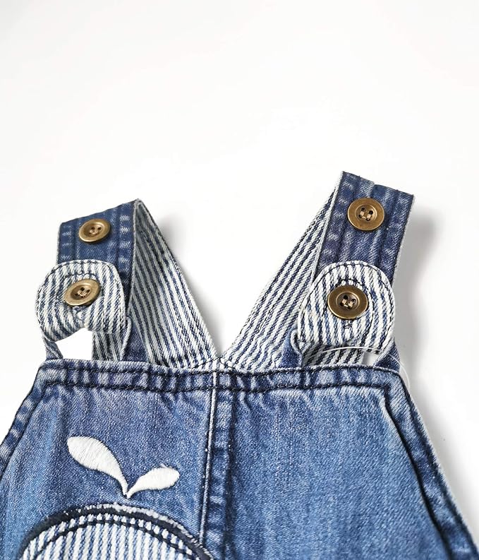 KIDSCOOL SPACE Baby Little Kids Cute Denim Embroidered Fashion Jean Overalls - Image 3