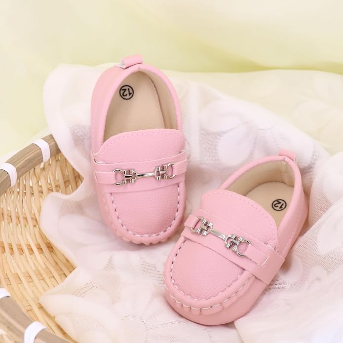 LONSOEN Baby Girls Boys Loafers Prewalker Dress Crib Shoes - Image 3