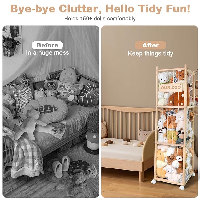 Stuffed Animal Storage, Wooden Cute Zoo Toy Holder - Image 5