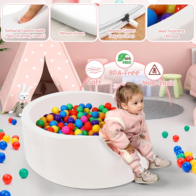 Foam Baby Ball Pit, 35.4"x 11.8" Ball Pits - Image 3