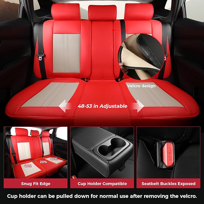 FREESOO Leather Car Seat Covers Full Set, Waterproof Car Seat Cover Back Seat - Image 4