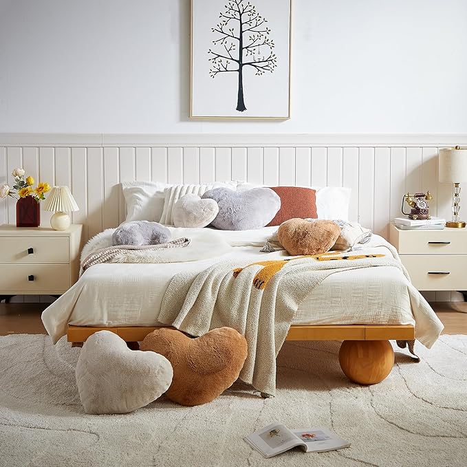 EastTree Beige Heart Shaped Pillows, Ultra Soft Extra-Large Fluffy Love Throw - Image 5