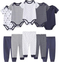 Baby Bodysuit and Pant Set 10-pcs Cotton Soft Newborn Boy Girl Clothes Outfits by Ruliby