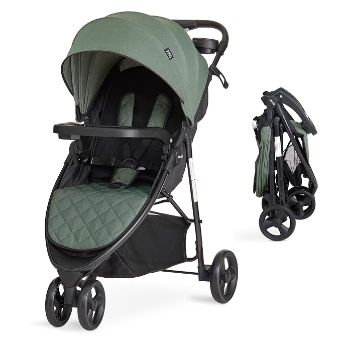 Evolur Breeze Stroller in Green, Adjustable Backrest & Canopy, Compact Fold by Evolur