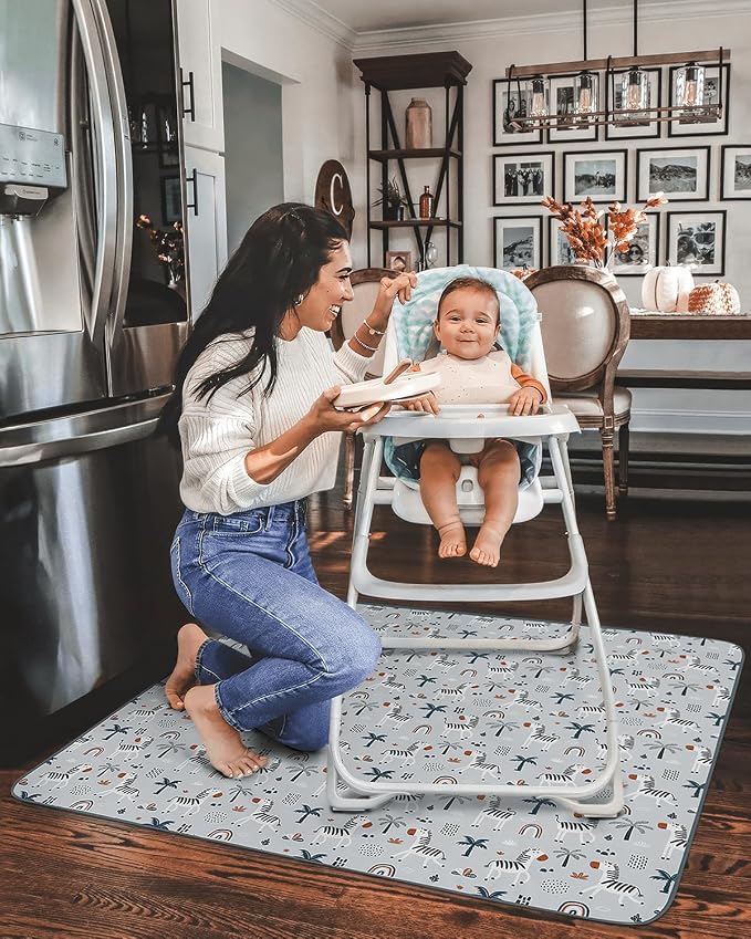 Blissful Diary Baby Splat Mat for Under High Chair, 50.4 x 50.4 Inch Wipeable - Image 4