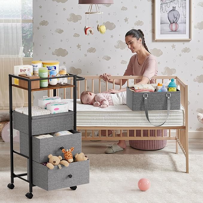 Baby Diaper Caddy Organizer Cart - Image 3