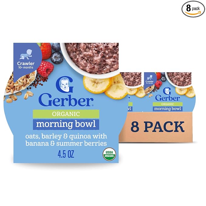 Gerber Stage 3 Baby Food, Organic Morning Bowl, Oats Barley & Quinoa, Baby by Gerber