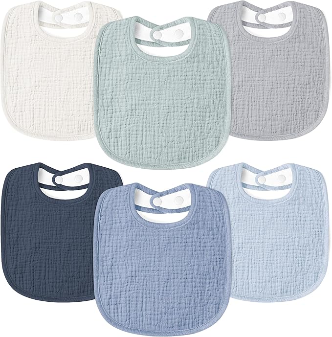 Susurration Muslin Baby Drool Bibs 6Pack Soft Square Adjustable Baby Bandana by Susurration