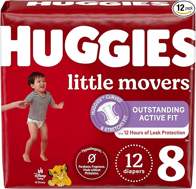 Huggies Size 8 Diapers, Little Movers Baby Diapers, Size 8, 12 Ct, Packaging by Huggies%C2%AE