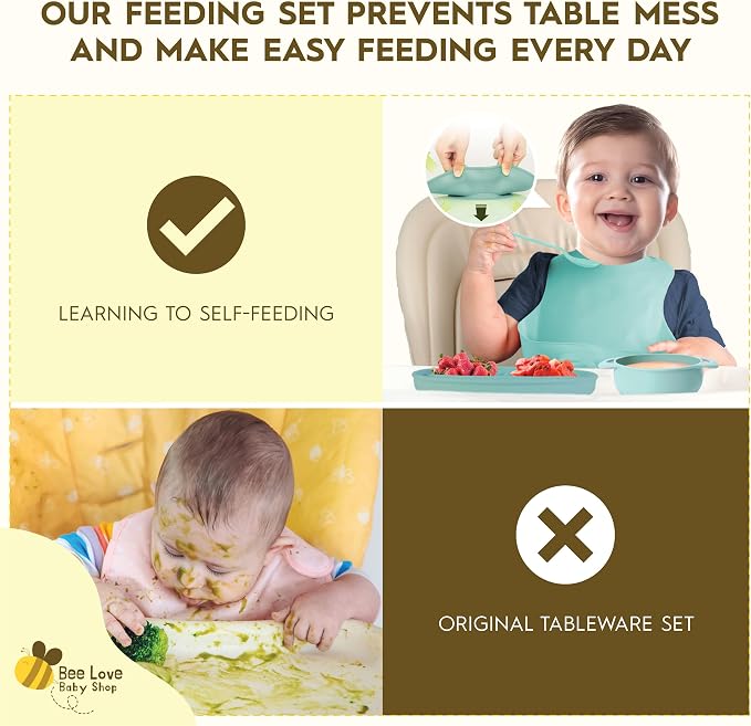 Bee Love Silicone Baby Feeding Set | BPA Free Baby Led Weaning Utensils Set - Image 8