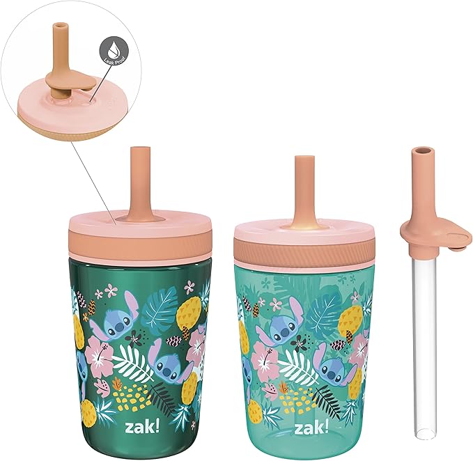 Zak Designs Disney Lilo and Stitch Kelso Tumbler Set, Leak-Proof Screw-On Lid by ZakDesigns
