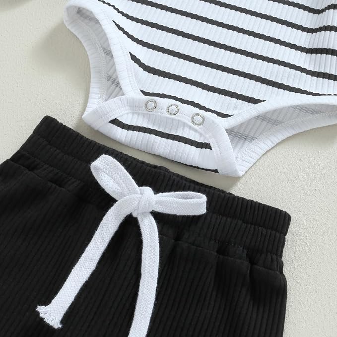 Newborn Baby Boy Girl Clothes Ribbed Knitted Long Sleeve Romper Pants Solid - Image 5