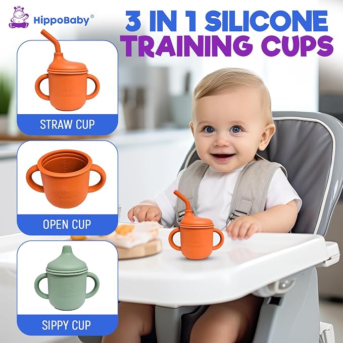 Silicone Transition Sippy Cup for 6+ month old | Includes 1 Toddler straw cup & - Image 5