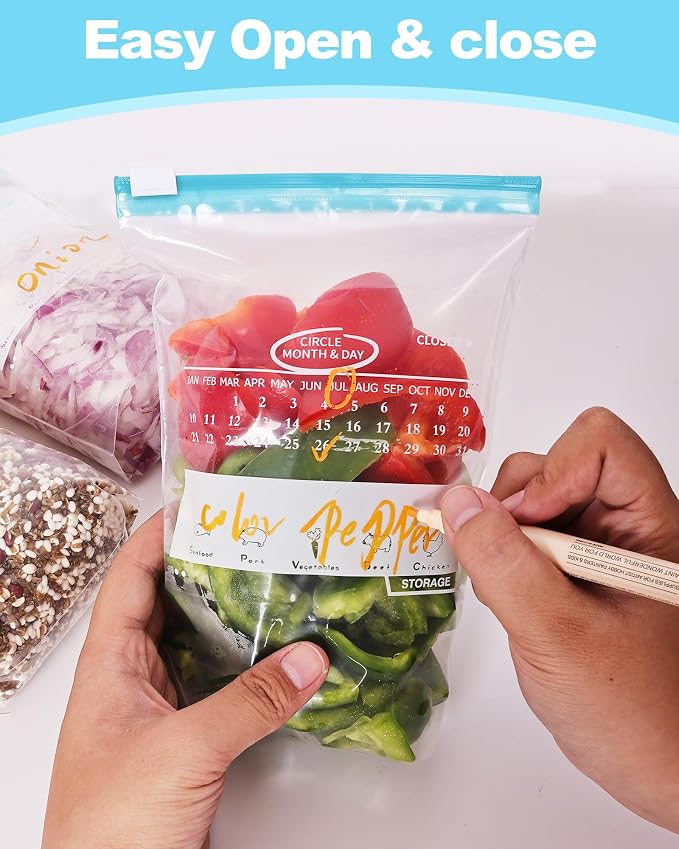 120 Pack Calendar Slider Quart Freezer Bags Reusable Food Storage Bags Slide - Image 5