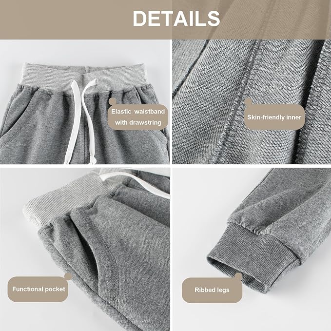 GFQLONG 3 Pack Toddler Boys Sweatpants Kids Active Jogger Pants - Image 3