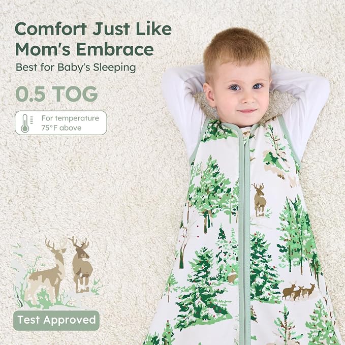 Baby Sleep Sack 6-12 Months 100% Cotton Lightweight 0.5 TOG Wearable Blanket - Image 5