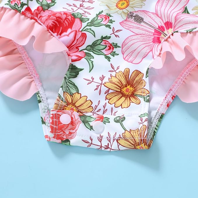 Infant Baby Girl Swimsuit One-Piece Long Sleeve Rash Guard - Image 6