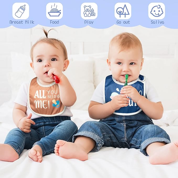 7Pcs Cotton Waterproof Baby Bibs Hook Loop Closure Newborn Bib Keepsake Baby - Image 5