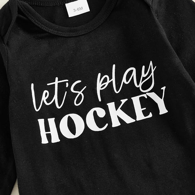 Baby Boy Hockey Outfit New Player in Town Long Sleeve Romper Long Pants Hat Set - Image 5