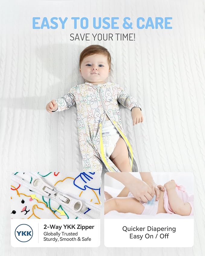 HAPIU Rayon from Bamboo Baby Footed Pajamas, 2 Way Zipper YKK, Footie - Image 4