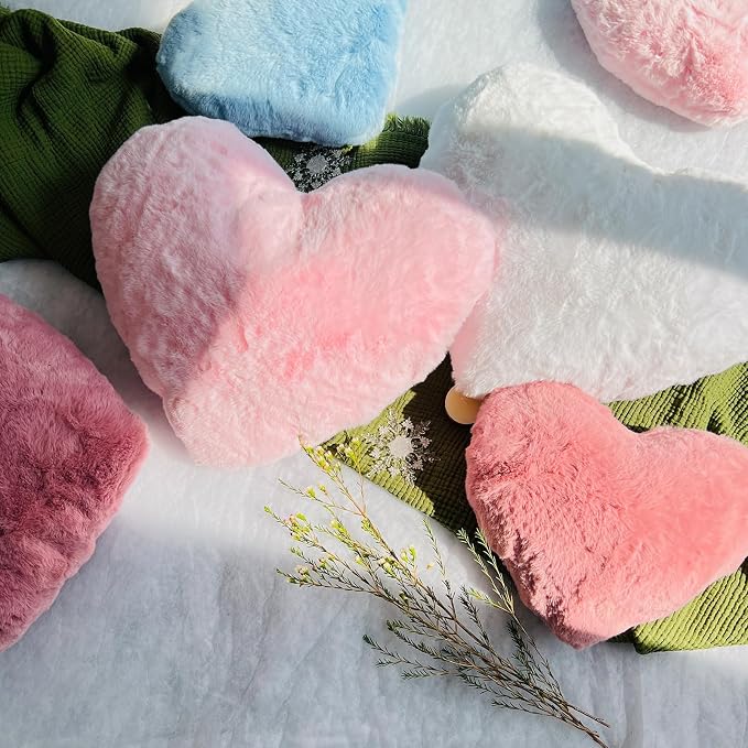 EastTree Heart Pillows, Bean Paste Pink Heart Shaped Pillows, Ultra Soft - Image 9