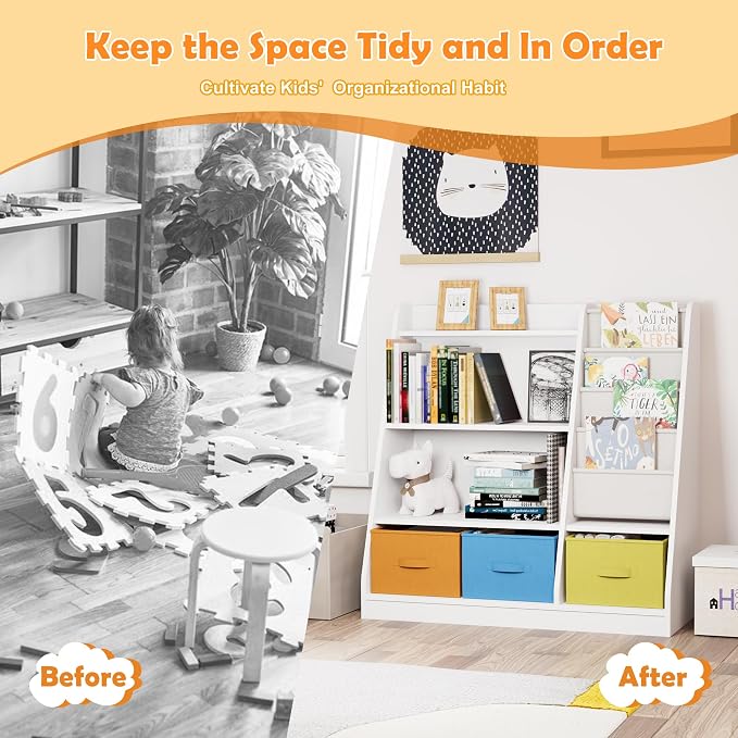 Kids Bookshelf Wood Montessori Toy Storage Organizer Cabinet Shelf Child - Image 6