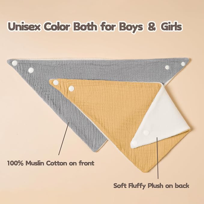 Susurration Muslin Baby Drool Bibs 6Pack Soft Triangular Adjustable Baby - Image 6