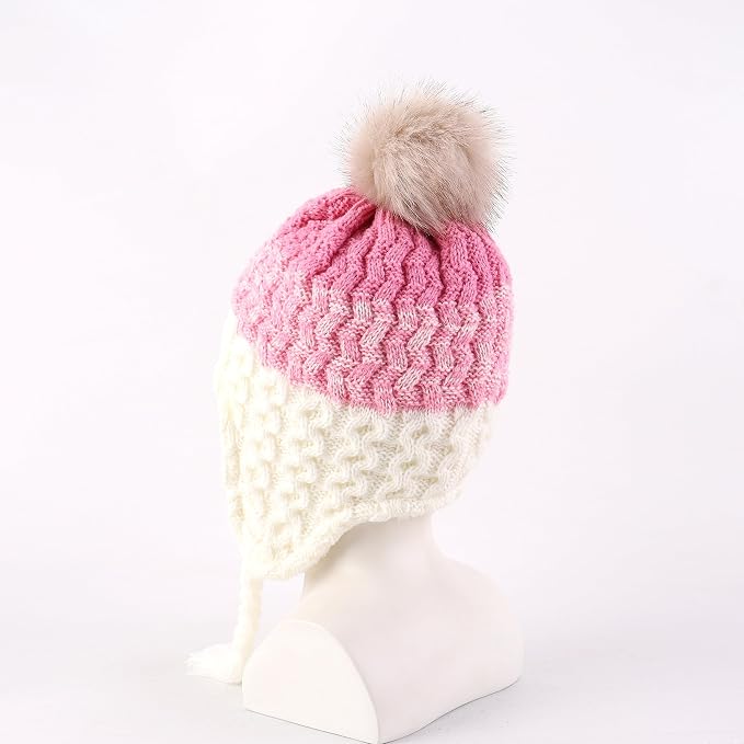 LANGZHEN Toddler Kids Infant Winter Hat, Earflap Knit Warm Cap Fleece Lined - Image 3