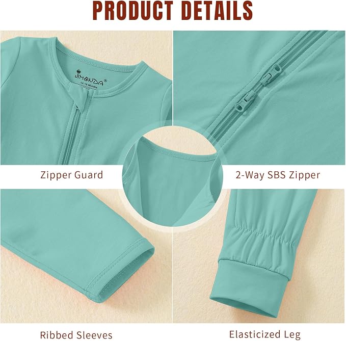Jimonda Baby Sleeper Rompers, Unisex Boys Girls Zip-Front Pajamas One-Piece - Image 3