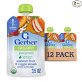 Gerber Toddler Food, Organic Summer Fruit and Veggie Smash Puree Pouch by Gerber